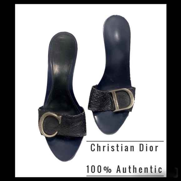 Authentic Rare Dior Clogs Mules Sandals Snakeskin leather CD logo John Galliano - Picture 3 of 15